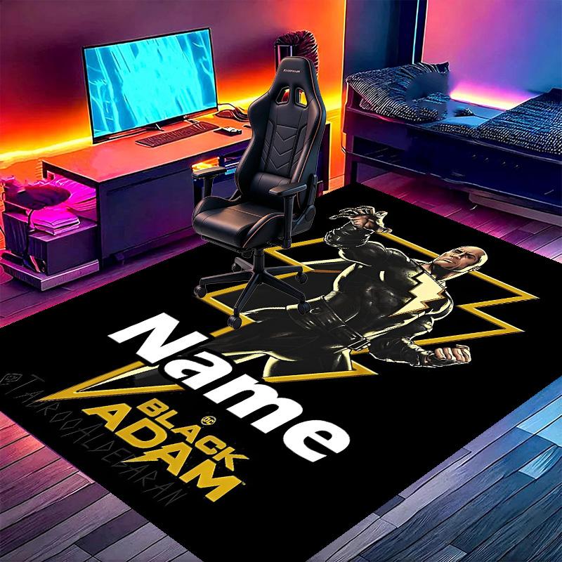 Custom Name Personalized Black Adam Print Carpet, Versatile Home Decor Rug, for Playroom, Apartment, Balcony, Entryway, Hallway Gift