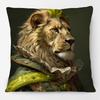 European Vintage Rabbit Stag Giraffe Lion Zebra Funny Animals Portrait Poster Cushion Covers Sofa Pillowcase
