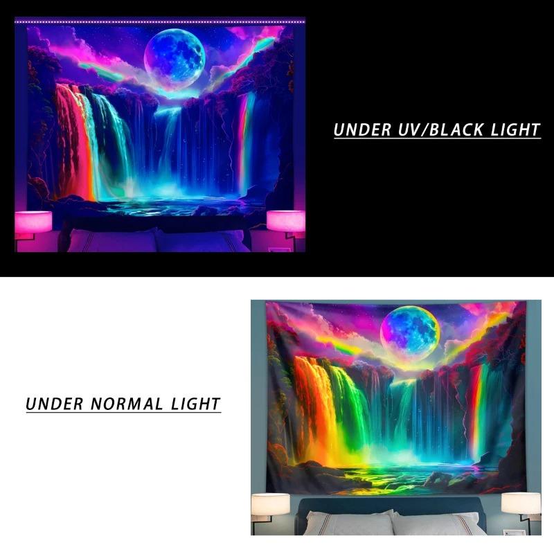 Moonlight Waterfall Uv Tapestry Fluorescent Tapestry Needing Uv Exposure Bedroom Living Room Decoration