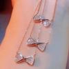18K Gold Bow Diamond Necklace: Exquisite, Versatile, Light Luxury Clavicle Chain with Heart Pendant.