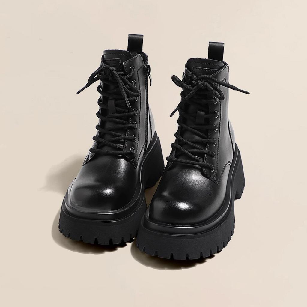 Leather CM platform mesh Martin boots women's new British style single boots autumn and winter short boots popular snow boots