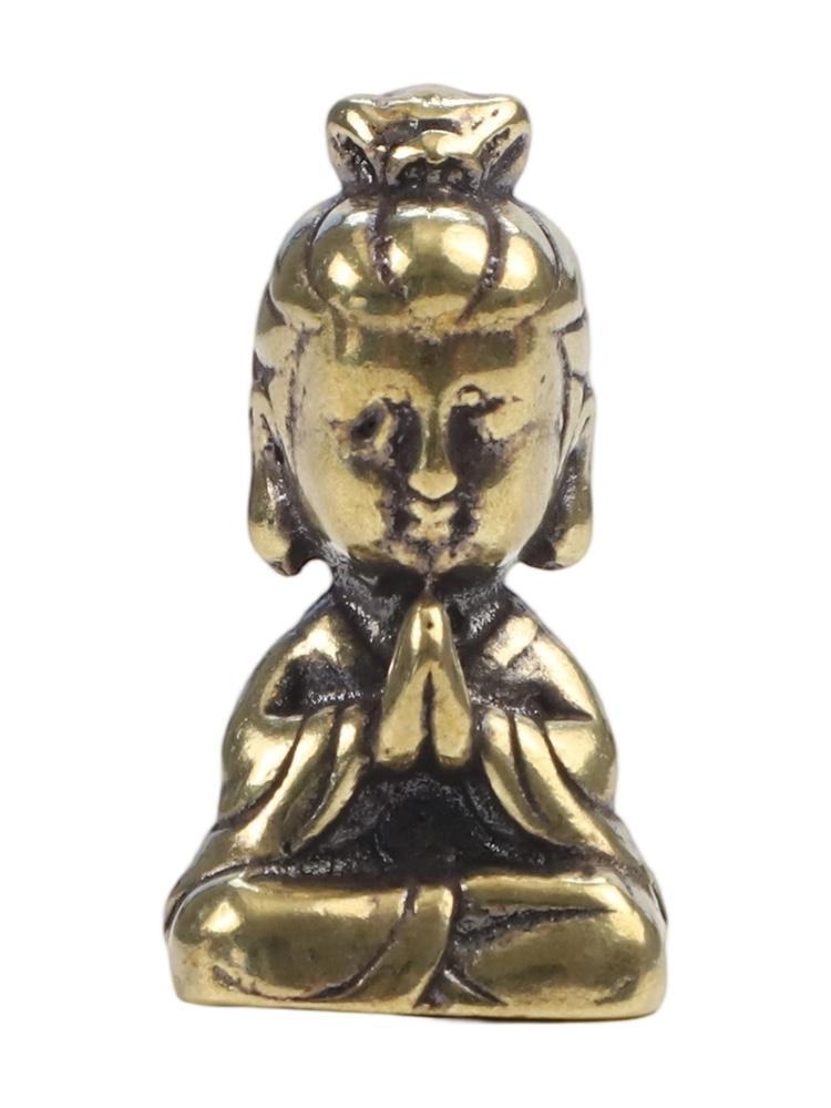 Small Brass Buddha Ornaments Guanyin Bodhisattva Mini Statue Chinese Decoration