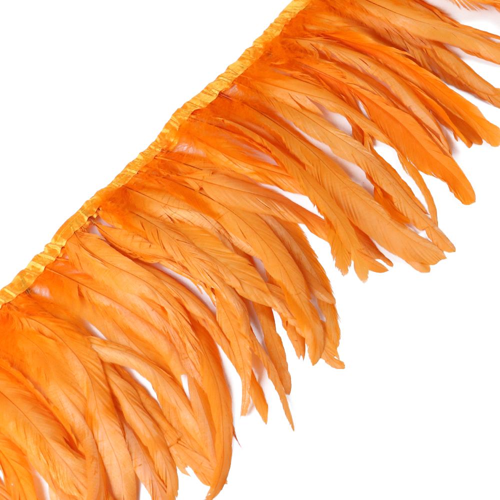 Feather25-30cm Orange Rooster Pheasant Tail Feathers Trim Fringe for Crafts Carnival Party Clothes Costume Plume Ribbon Decoration 10M