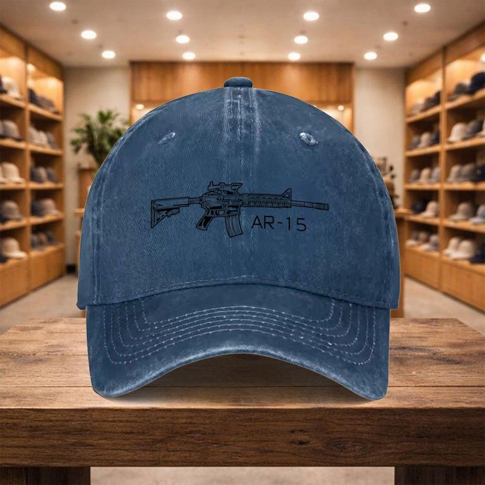 Pc Baseball Cap Casual Snapback Hat New AR Rifle Design Versatile Unisex Adjustable Sports Cap for Vacation Travel Stree
