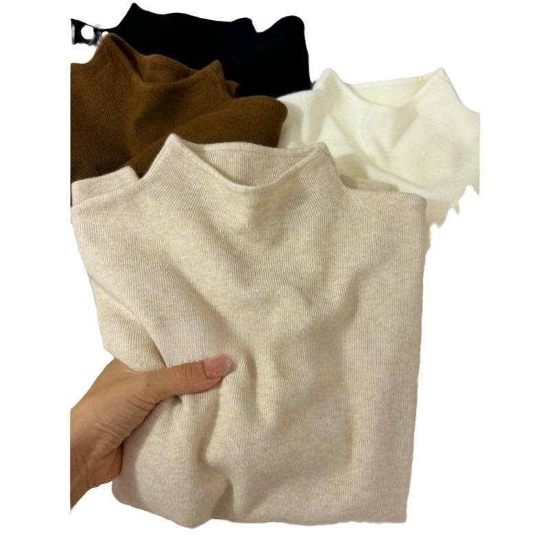 Stand-up Collar Soft Waxy Knitted Long-sleeved Bottoming Shirt Women's New Winter Sweater Autumn Dress Solid Color Top