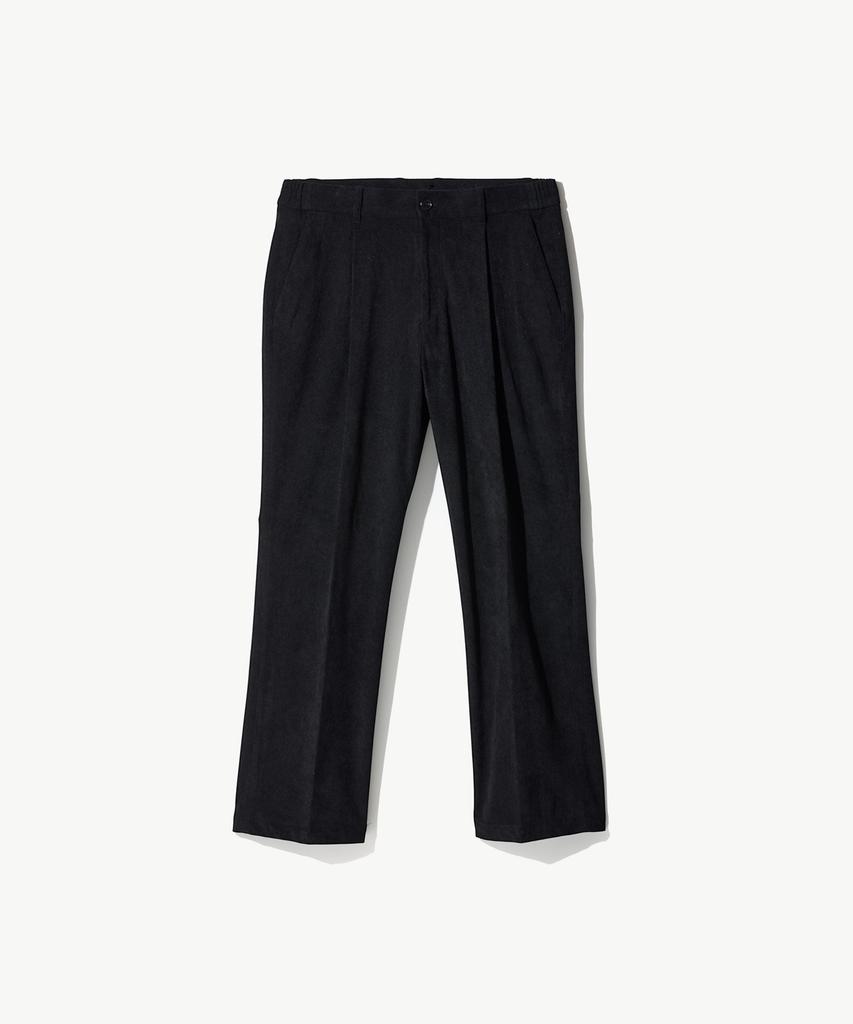 STCO Corduroy One-Pleat Pants Black (Wide Fit)_Spaxa51Wsb