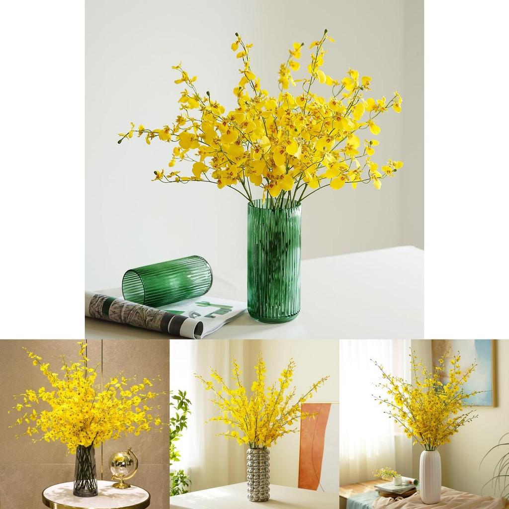 Orchid Yellow Dancing Silk Flower Arrangement For Table Photography Centerpiece
