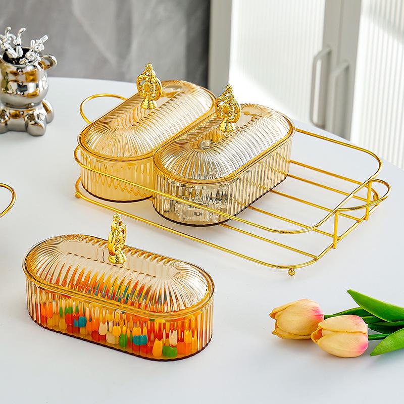 Luxurious Multi-Compartment Snack Storage: Fruit, Candy, and Pastry Dish for Living Room or Coffee Table