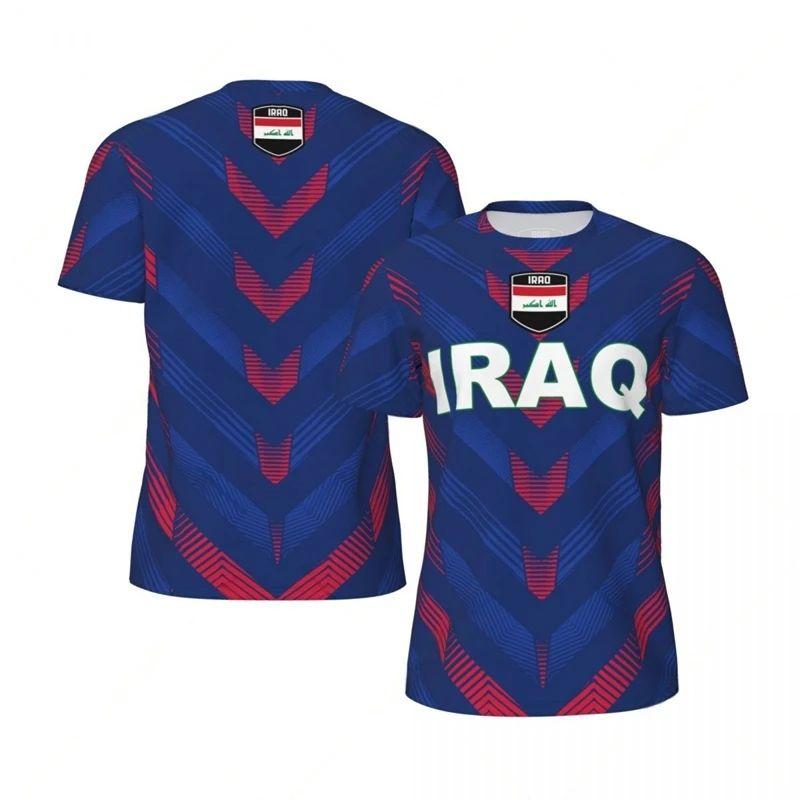 2026 Summer IRAQ Flag 3D Print Sport Quick Dry Breathable Men T-shirt Outdoor Football Jersey Loose Fashion Short Sleeve Top