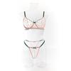European & American Cross-Border Women's Sexy Bra Set with Card Pattern Embroidery, Transparent Lace, and Underwire Push-Up Design.