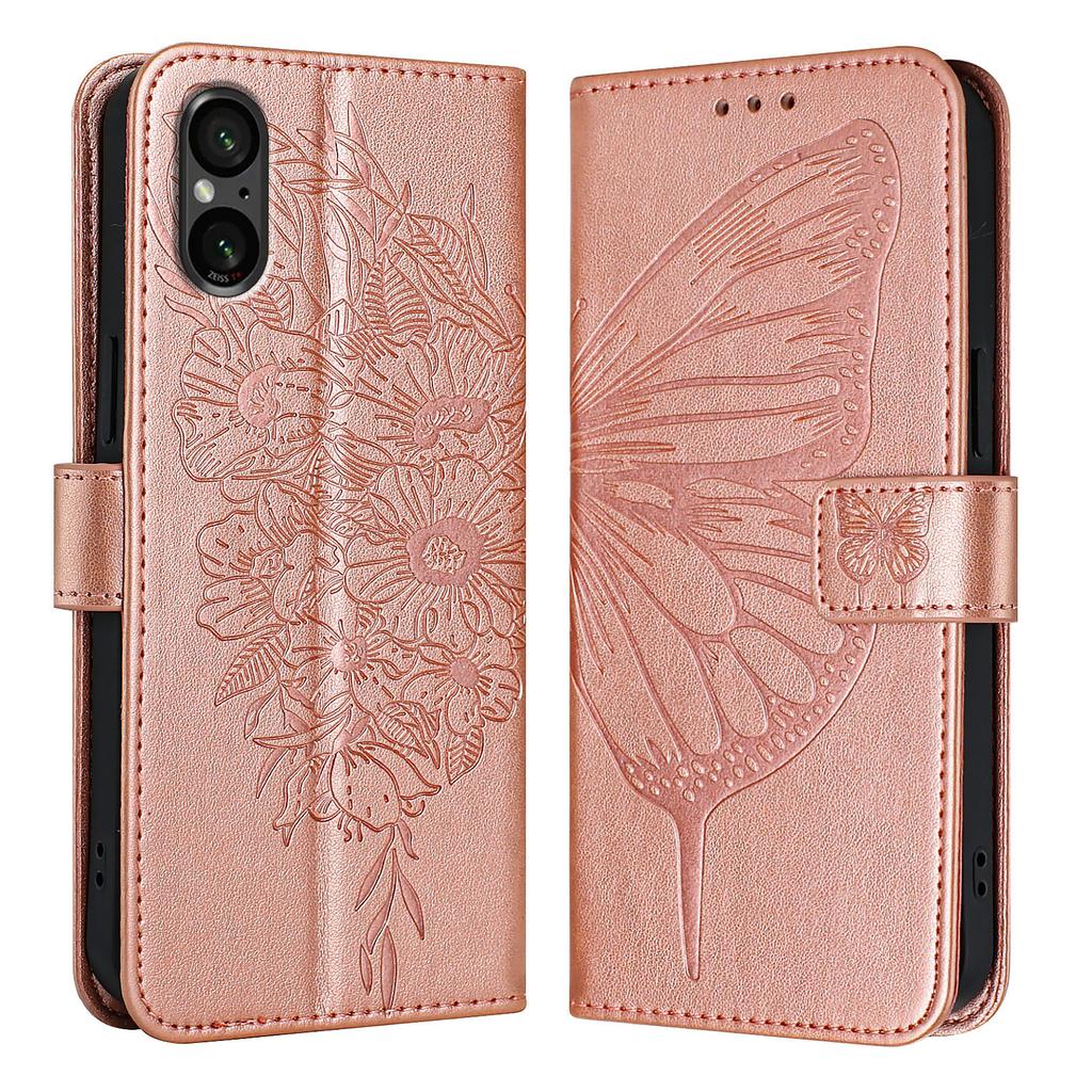 Butterfly Flowers PU Leather Case Kickstand Card Holder Slots TPU Shockproof Flip Cover For Sony Xperia 5 IV, 10 IV, 1 IV, 1 III , 5 III, 10 III, L4..