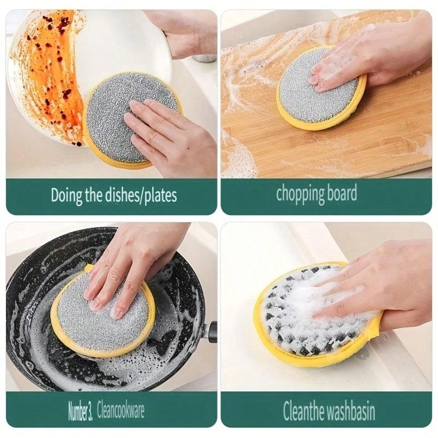 10 Pcs Double-Sided Sponge Kitchen Dishwasher Sponge Brush