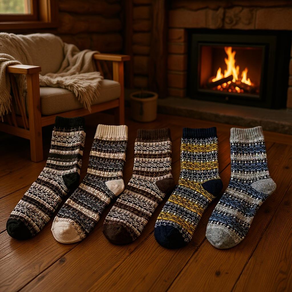 Herren Retro Kaninchenwollsocken - Warme Socken im Ethno-Stil für Herbst & Winter