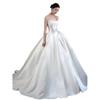 French Tube Top Satin Light Wedding Dress   New Bride Texture Simple and Thin Trailing Out Travel Shooting Main Gauze Skirt