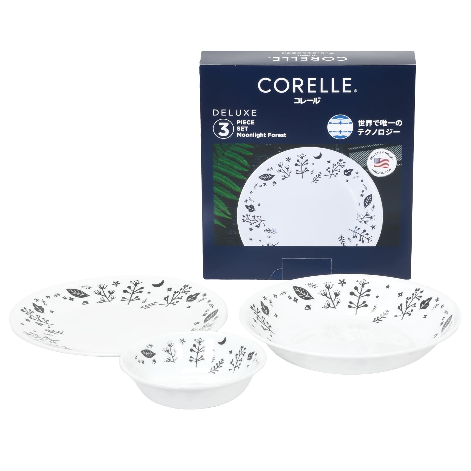 

Набор тарелок Corelle Deluxe Moonlight Forest включает среднюю, глубокую и маленькую и 3 предмета (3-MLF-JP, CP-8946) - Тарелка, Тарелка, Миска.