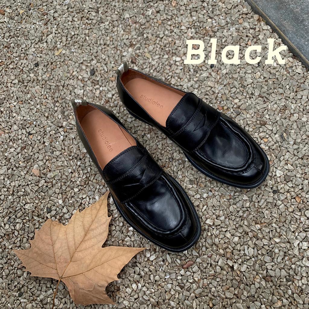 Premium Cowhide Edition~ Platform Small Leather Shoes Women's British One-Pedal Lazy Leather Loafers