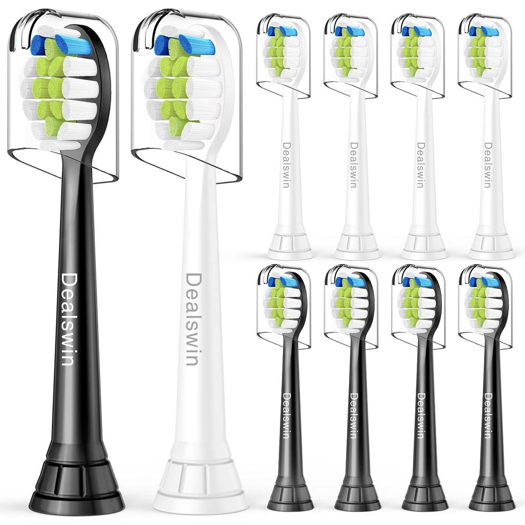 Dealswin Replacement Brush Heads for Philips Sonicare Electric Household Replacement Brush Heads for Plaque Compatible with and More [10-Pack]