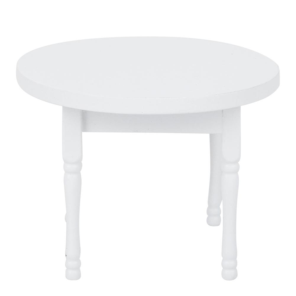 1:12 Doll House Round Dinning Table Chairs Mini Furniture Wooden Doll House Decoration AccessoriesWhite Round Dinning Table Chairs