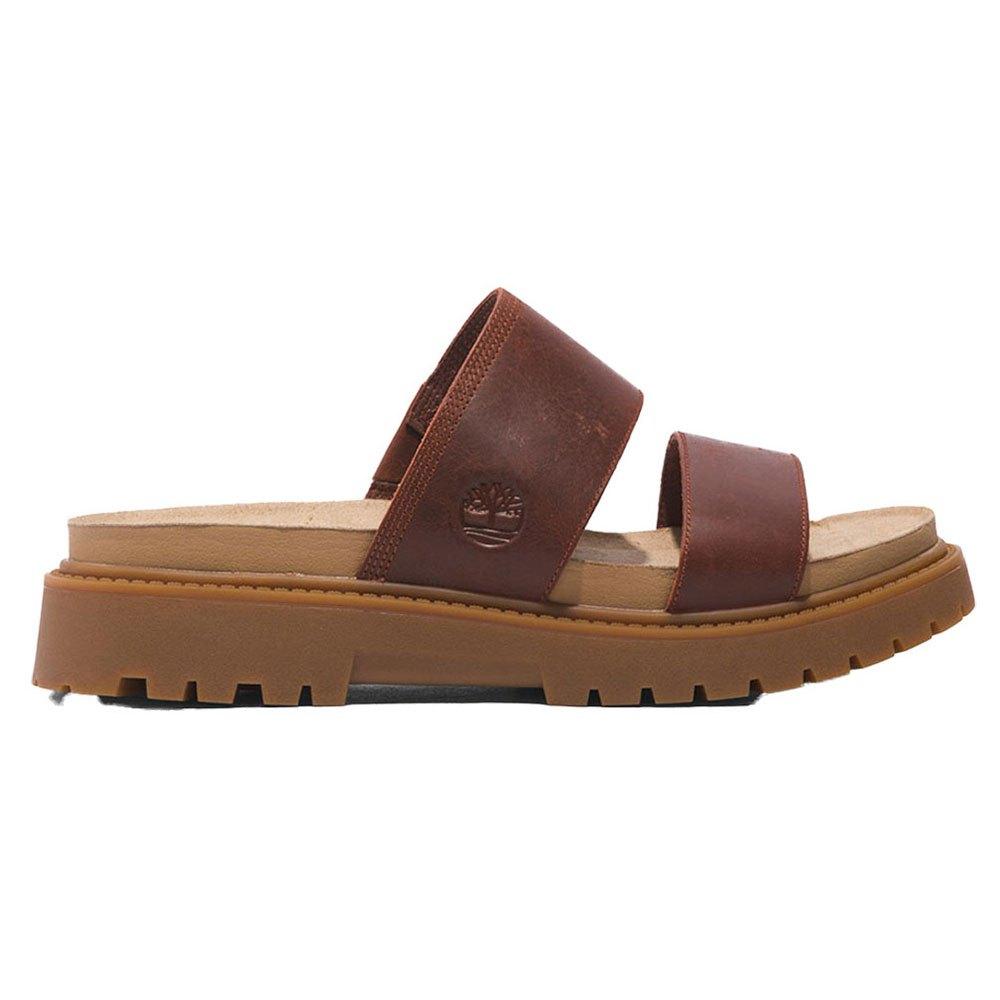 Timberland Clairemont Way Slide Sandals Leather Brown