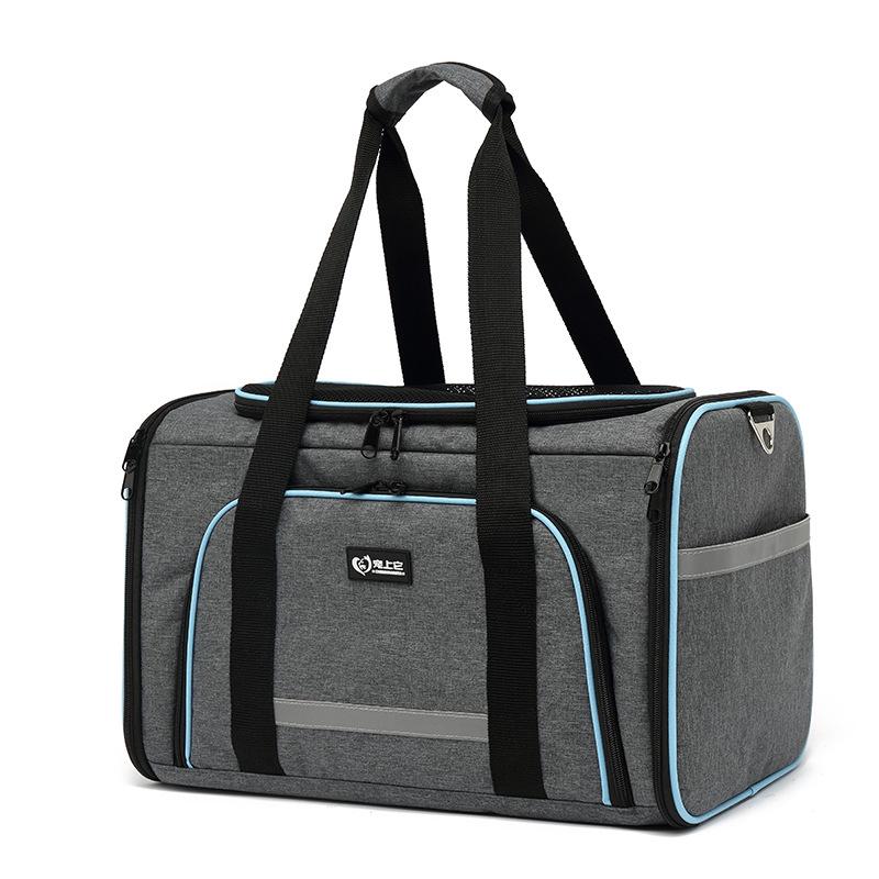 Foldable, Expandable Pet Travel Bag: Large-Capacity, Breathable, Portable Design for Cats and Dogs.