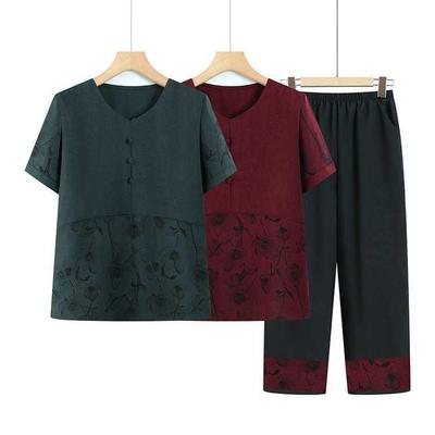 Summer Suit for Moms 2026: Chic Short-Sleeve Top & Pants Set for Stylish Middle-Aged and Elderly Women