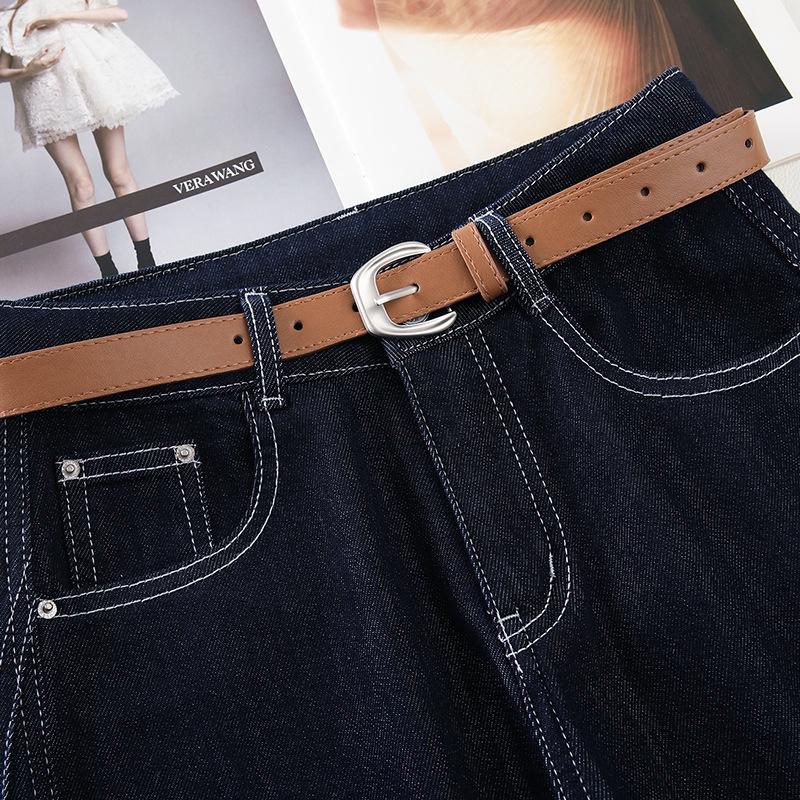 Dámské 2025 Tmavě modré džíny s vysokým pasem, volné rovné nohavice, retro, zeštíhlující