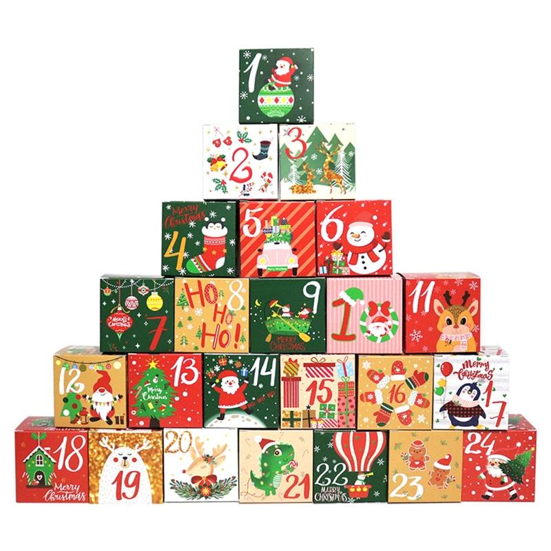 Caixas de Calendário do Advento de Natal 24 Peças Enchimento de Pequenos Presentes de Natal Suprimentos de Embalagem para Crianças Meninas Meninos Presente de Aniversário