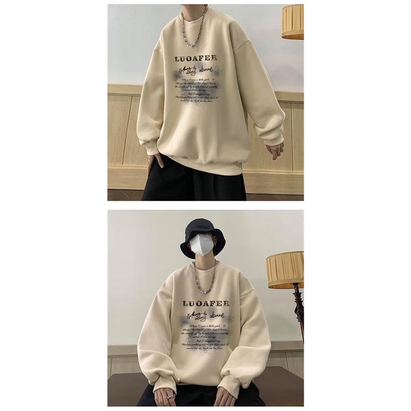 Men's Oversized Crew Neck Sweatshirt Letter Print Casual Pullover Top