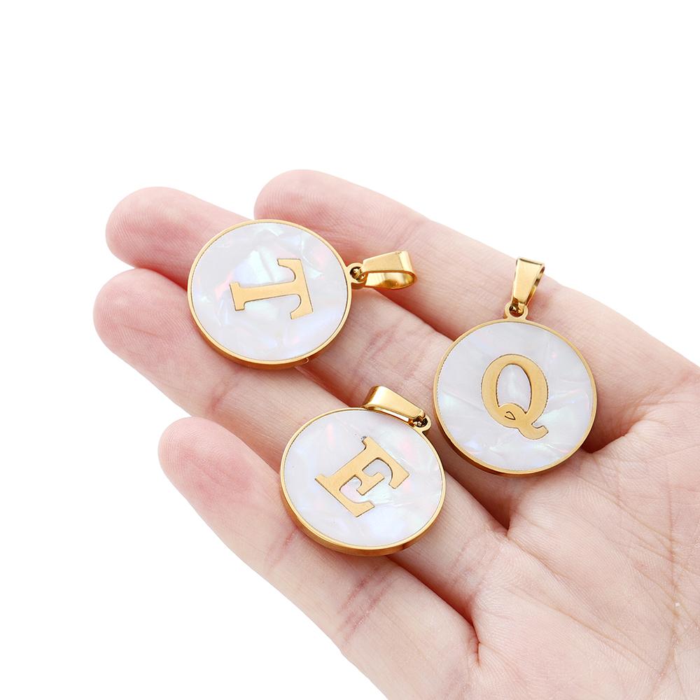 1Pcs Stainless Steel With Pinch Bail Clasps Imitation Pearl Letter Charms Pendant For Necklace DIY Jewelry Making Accessories