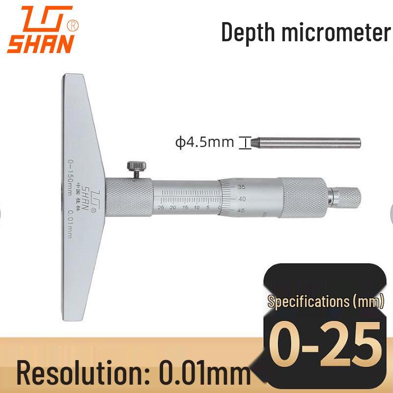 Round-Tip Depth Micrometer 0.01mm, 0-25/0-100mm Range