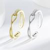 925 Sterling Silver Geometric Double Lines Cross Opening Design Sense Fashion Ladies RingGood Product