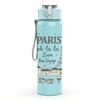1PC Paris Eiffel Tower Vintage Stamp 750ml Color Plastic Sports Water Bottle Leakproof Flip Straw Lid Suitable for Sports Office Home Use