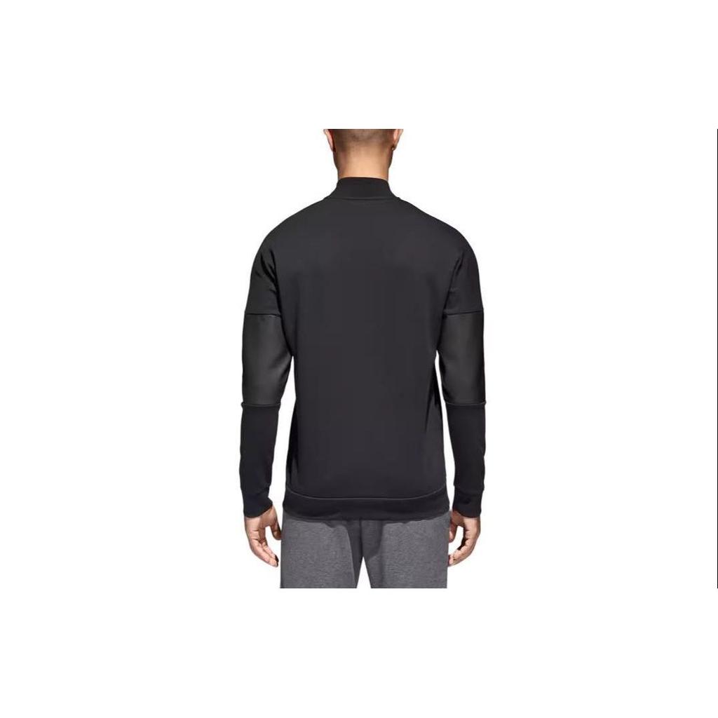 Adidas Zipper Drop Shoulder Solid Color Jacket Men Jackets Black DM9549