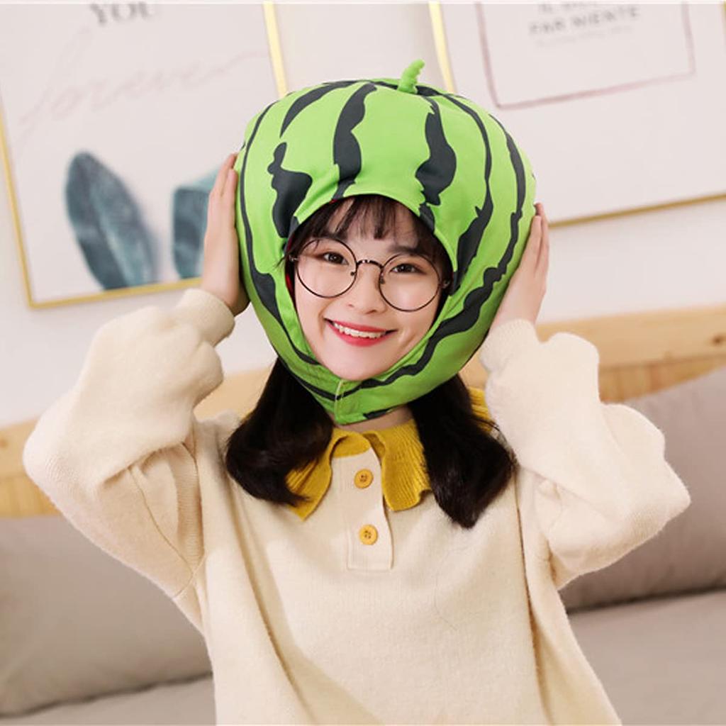 Edostree Watermelon Headgear, Watermelon Cap, Cosplay, Watermelon Hat, Plush Toy, Christmas, Halloween, Costume, Photo Shoot, Party Supplies, XGMZ-01