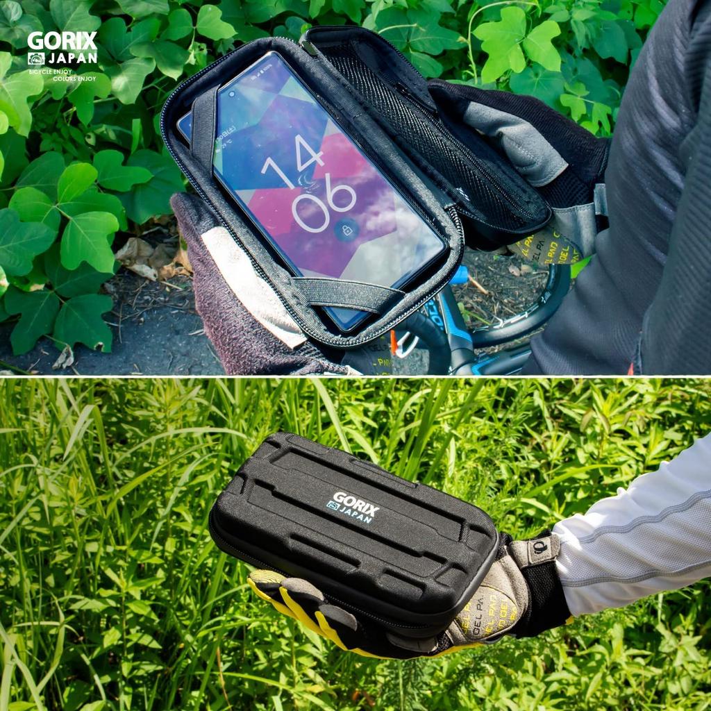 GORIX Travel Cycle Water Waterproof and Water Resistant Smartphone Bicycle Hard Shell Sports Card Cycle Road Accessory Cool Pouch, Semi-Hard Type,