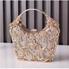 Hohlgeschnitzte Metall-Abendtaschen Modische Glänzende Party-Bankett-Handtaschen Damen Luxus-Kupplungstasche Bolso Mujer Ketten-Schultertasche