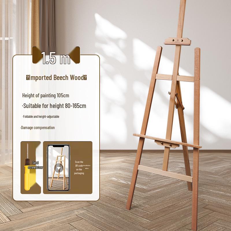 Cavalletto in Legno del Mali: Ideale per Studenti d'Arte, Pittura a Olio, Schizzi, Disegni 4K, con Cassetto e Supporto Espositore.