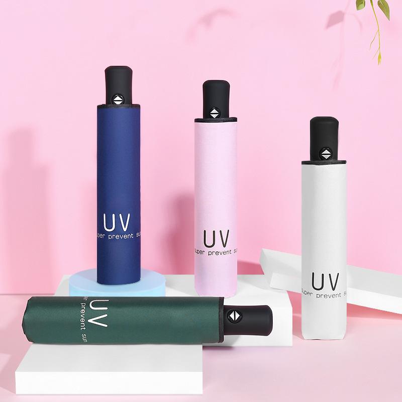 Парасолька Парасолька Складна Удосконалена Сонцезахисна Парасолька Вінілова Трискладна Парасолька від Сонця Парасолька Подвійного Призначення від Сонячного Світла та Дощу Велика Автоматична Парасолька