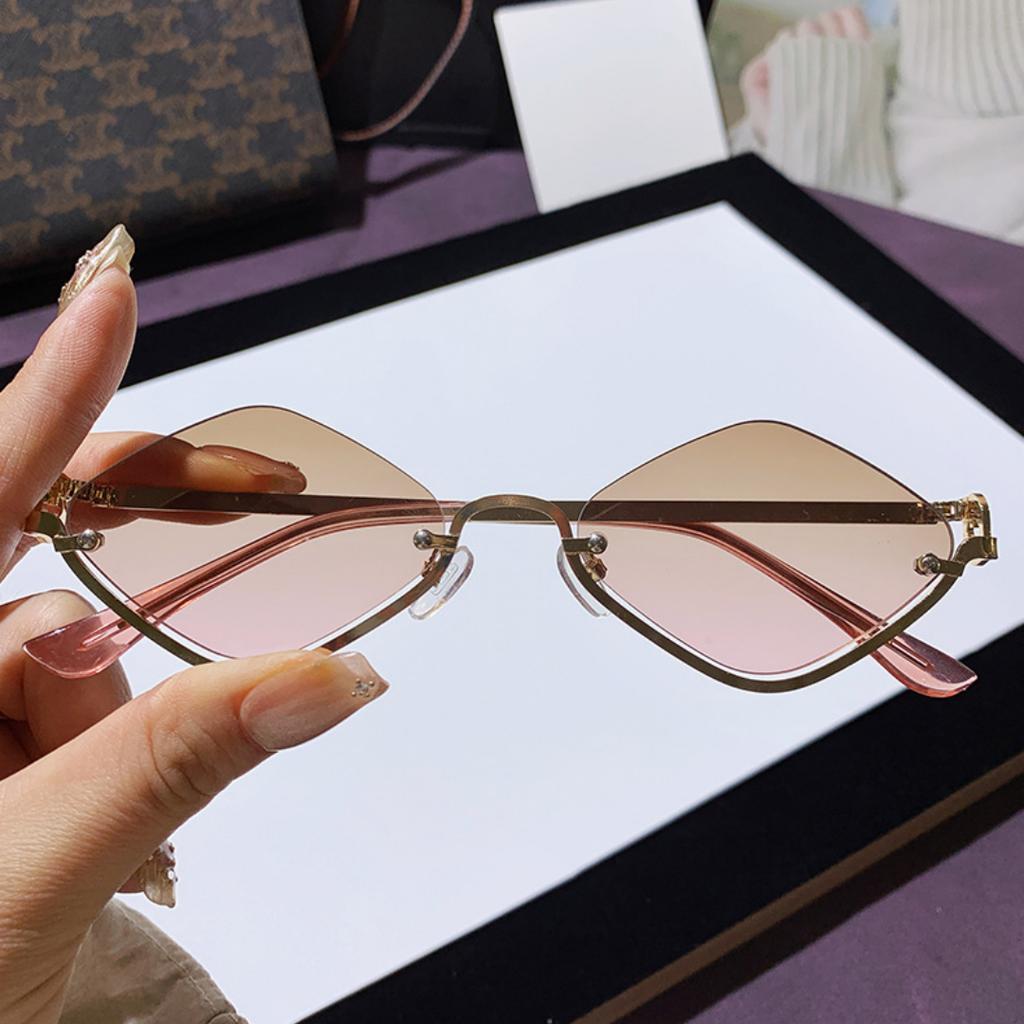 Fashion Half Frame Metal Sunglasses Luxury New Small Frame ladies's Summer Beach Street Photography Sunglasses