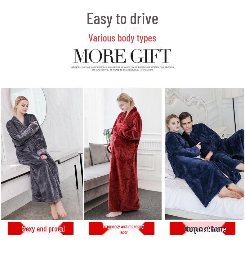 Flanell-Bademantel für Paare: Verdicktes, Überlanges, Übergrößen-Nachthemd für Männer und Frauen