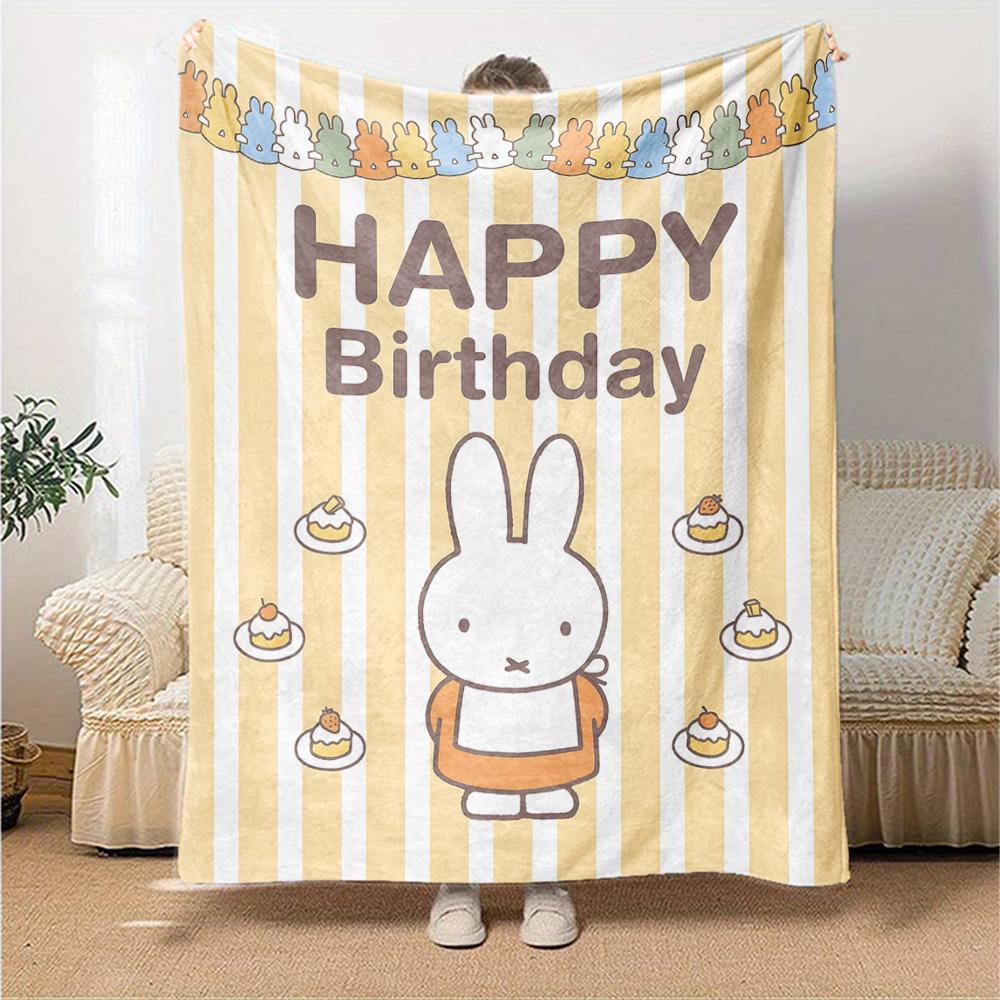 1pc Miffy3 Blanket, Gift, for Men and Women, Soft Blanket, Good for Sofa Bed Couch Travel, Lightweight Flannel Blanket