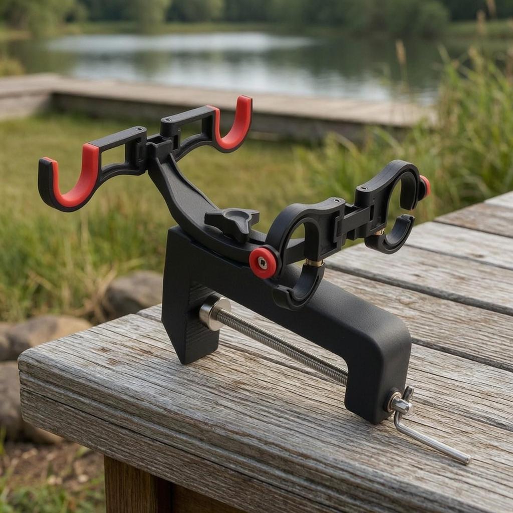 Clamp-on Rod Holder Adjustable Double Fishing Stable for Anglers