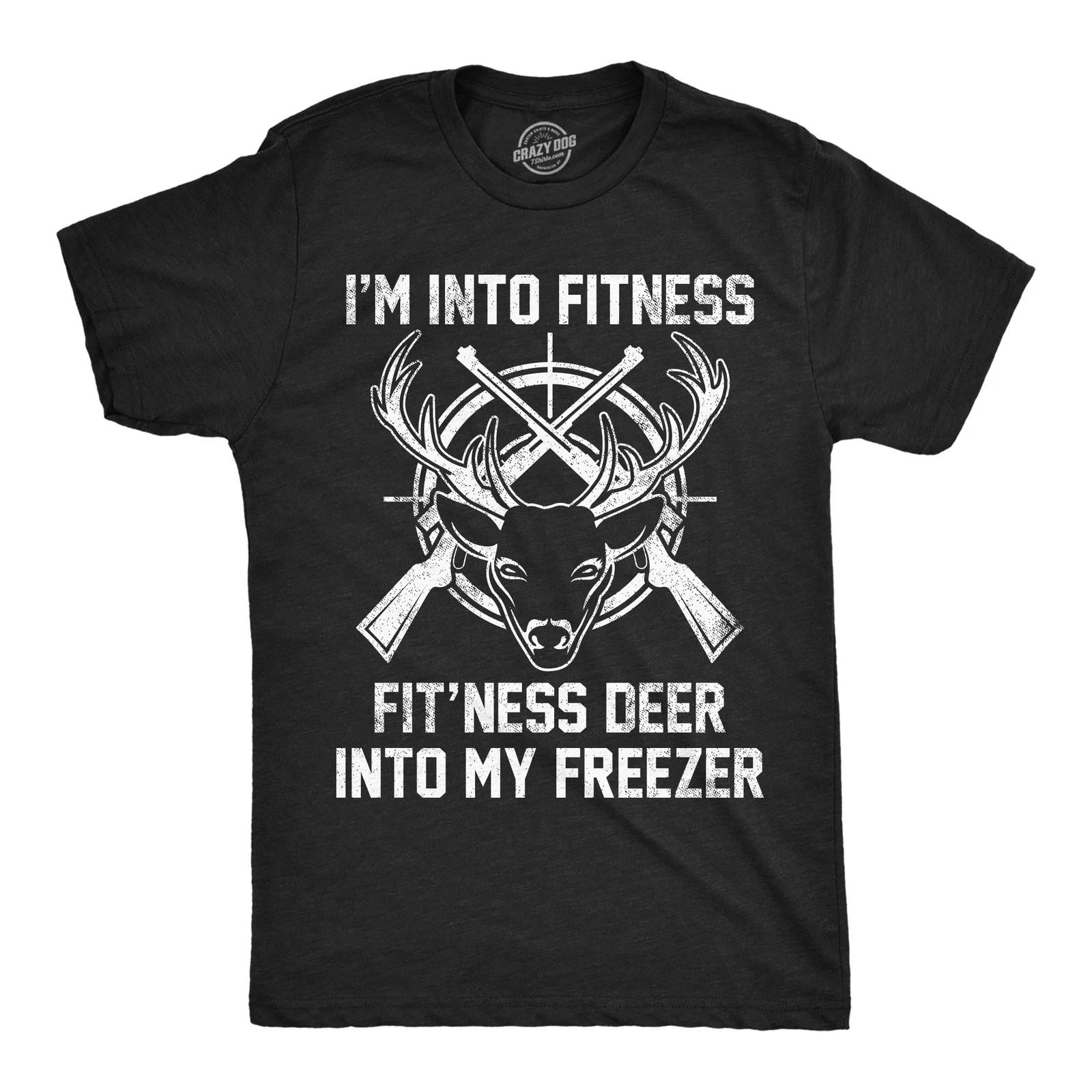 Mens Funny T Shirts Im Into Fitness Fitness Deer Into My Freezer Sarcastic XXXL