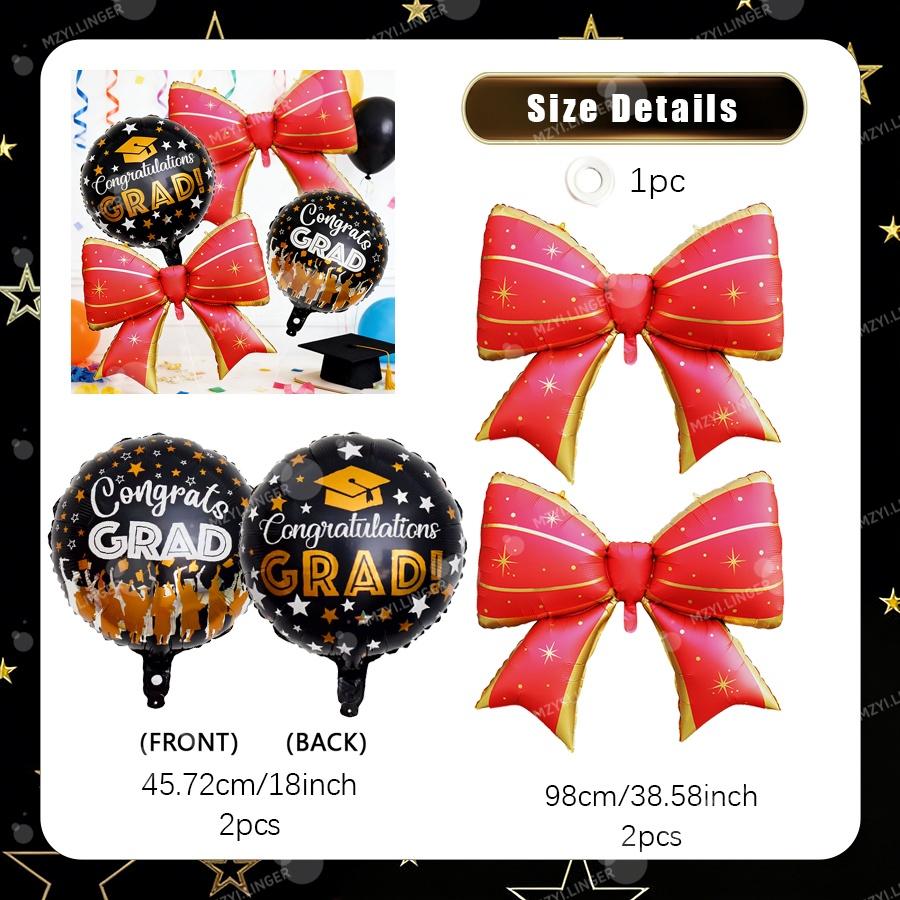 Bow Graduation Season Decoration Balloon Stripe Bow Balloon for Graduation Season Indoor and Outdoor Decoration Photography Prop