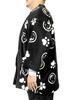 Wankodo Men's Warm Hanten Jacket, Large Size, Boa Fabric, Arabesque Print, Shiba Inu, Kyoto-Originated Mascot, Wankodo Chanchanko, Size 4L, Black