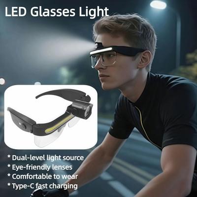 USB Charging LED Glasses Light Full View Multi Functional LED Headlamp Dual Level Light Source Large Flood Riding Fishing Light
