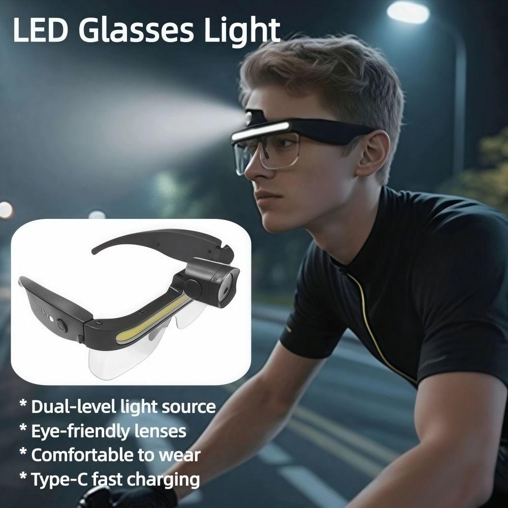 USB Charging LED Glasses Light Full View Multi Functional LED Headlamp Dual Level Light Source Large Flood Riding Fishing Light