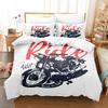 Cool Harley 3D Motocross Rider Duvet Cover Set Microfiber Red Black Dirt Bike Extreme Sports Theme Motorcycle Pattern Bedding