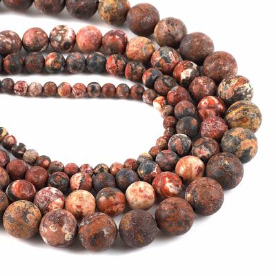 Rote Leopardenstein Runde Perlen 4-10mm Matt Mattiert Natursteinperlen für DIY Schmuckherstellung