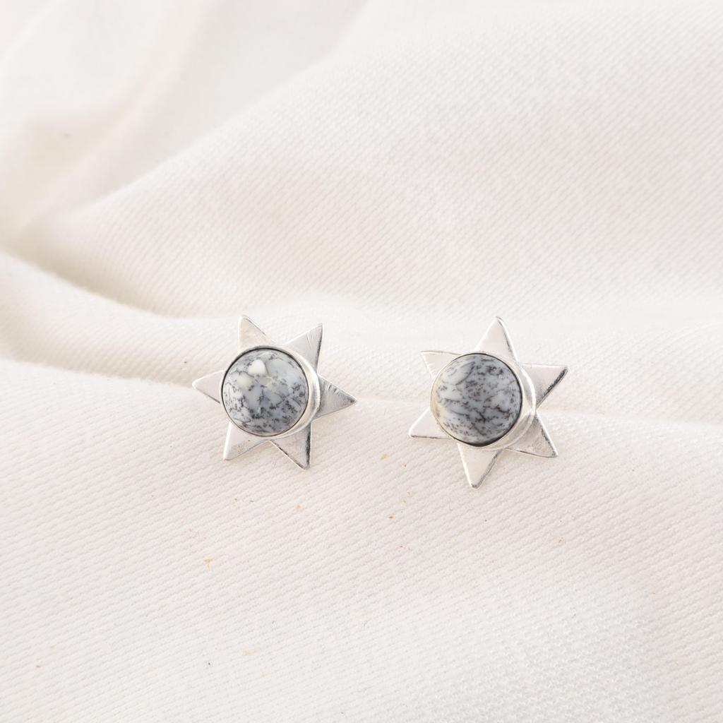 Bijuterii cu Piatră Prețioasă Opal Dendritic, Cercei din Argint Sterling Solid 925, Cercei Handmade din Argint pentru Ziua de Zi, Cadou pentru Logodnă